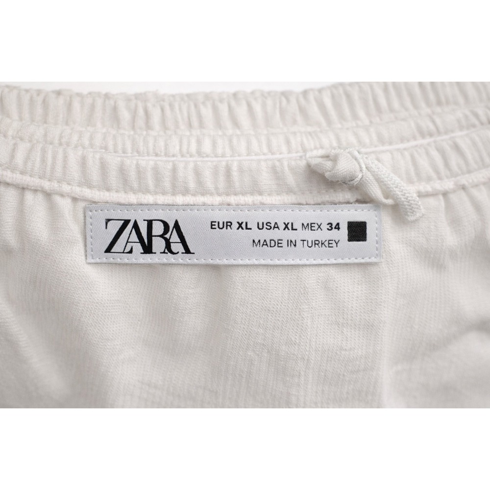 Zara Mens XL Cream Off-White Joggers Drawstring Sweatpants Tapered Leg XL - Picture 3 of 5